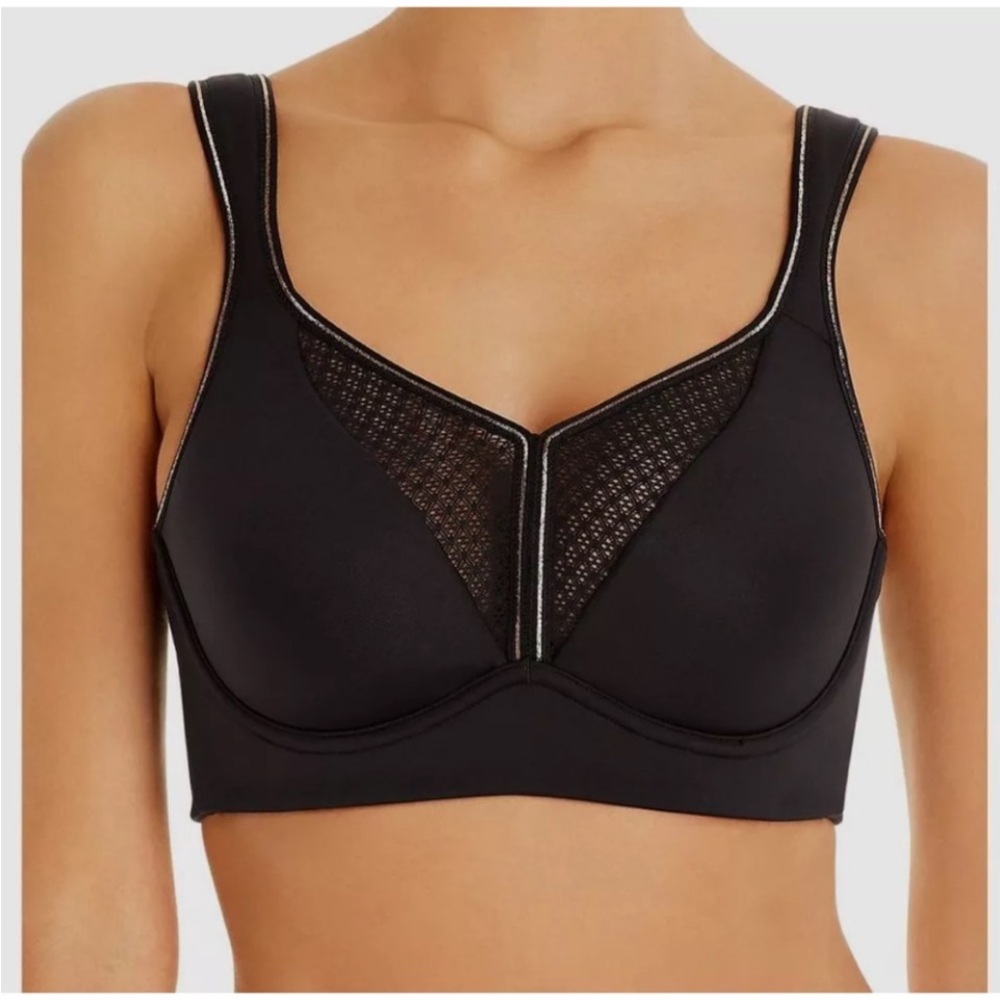 Simone Perele Harmony T-Back High Impact Mesh Trim Underwire Black Sport Bra